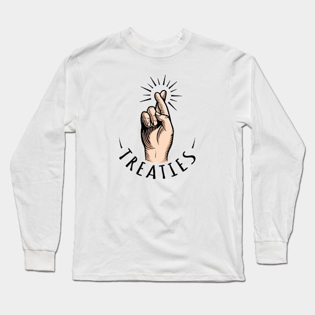 Crossed Fingers Black Letter Long Sleeve T-Shirt by Treaties